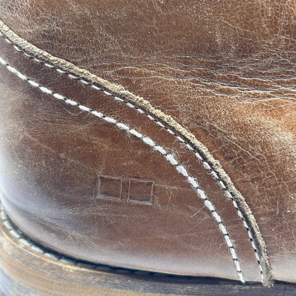 Bed Stu Mens Tan Distressed Leather Chukka Boots Lace Up Round Toe Size 11.5